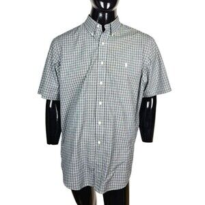 Ralph Lauren Classic Fit Black White Plaid Button-Down Men's Shirt Size XL